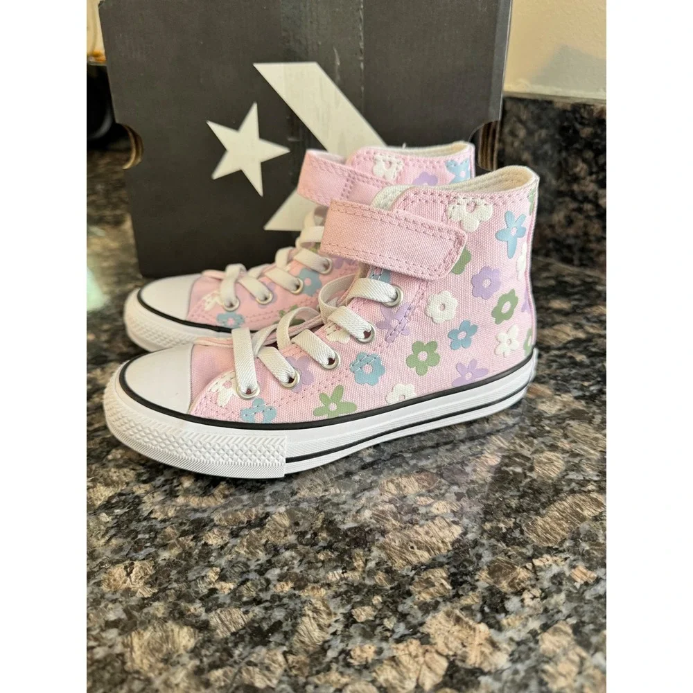 Converse Chuck Taylor All Star 1V Hi Pink Floral Kids Youth Size 12 A17089F